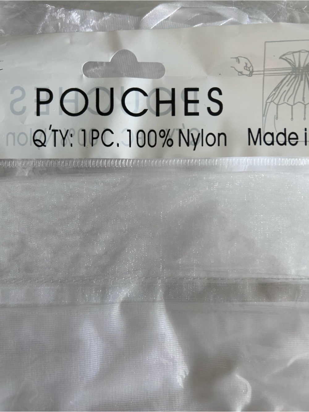Pouches Nylon Bag - White w/ Crystals